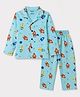 Smarty Boys Woven Full Sleeves Space Printed Co-Ords Shirt & Pajama Night Suit - Light Blue