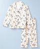 Smarty Knitted Woven Half Sleeves Shirt & Pyjama Co-ords Night Suit With Tennis Racket Print - Peach