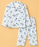 Smarty Knitted Woven Half Sleeves Shirt & Pyjama Co-ords Night Suit With Tennis Racket Print - Light Blue