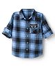 Primo Gino Cotton Woven Full Sleeves Checks Shirt with Oversized Pockets - Blue