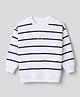 Honeyhap Premium 100% Cotton Knit Sweatshirt with Full Sleeves and Stripes -Bright White & Oceana