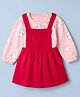 Doodle Poodle 100% Cotton Single Jersey Knit Full Sleeves Frock and Tee with Rabbit Print in Dark Pink