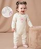 Babyoye 100% Cotton With Eco Jiva Finish Heart Printed Romper with Floral Embroidery - White