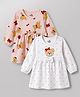 Doodle Poodle 100% Cotton Single Jersey Knit Full Sleeves Frock Teddy Print Pack of 2 - Light Pink & White