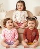 Babyoye 100% Cotton With Eco Jiva Finish Knit Full Sleeves Hearts Printed Jhablas Pack of 3 - White & Brown