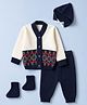 Babyhug Knit Full Sleeves Sweater Set with Abstract Design - Navy Blue