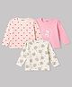 Babyoye 100% Cotton With Eco Jiva Finish Knit Full Sleeves Hearts & Bear Printed Vests Pack of 3 - White & Pink