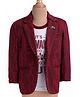 Dapper Dudes Cotton Woven Full Sleeves Party Blazer & T-Shirt With Alphabet Print - Maroon