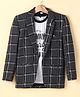 Dapper Dudes Cotton Woven Full Sleeves Checks Party Blazer & T-Shirt - Grey