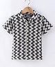 Dapper Dudes Cotton Woven Shirt Half Sleeves Chevron Pattern Navy Blue 8-9 Years