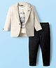 Dapper Dudes Cotton Woven Printed Party T-Shirt & Pant With Self Design Full Sleeves Blazer - Offwhite