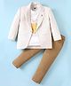 Dapper Dudes Cotton Woven Printed T-Shirt & Pant Set With Blazer - Cream