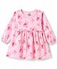 Doodle Poodle 100% Cotton Knit Full Sleeves Bear & Bow Printed Frock - Pink