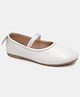 Aria+Nica Bow Applique Detailed Mary Jane Ballerinas - White