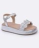 Aria+Nica Heart Applique Shimmer Detailed Velcro Closure Sandals - Silver