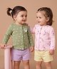 Babyoye 100% Cotton Interlock Knit Full Sleeves with Eco Jiva Finished Jhablas Floral Bear & Hearts Print Pack of 2 - Pink & Olive Green