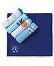 Doodle Poodle 100% Cotton Interlock Knit Printed Hand & Face Towels L 26 x B 26 cm Pack of 5 - Blue & White