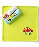 Doodle Poodle 100% Cotton Interlock Knit Hand & Face Towels with Vehicle Print L 27 X B 27 cm Pack of 3 - White, Limegreen & Sky Blue