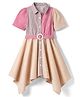 Hola Bonita Woven Dress and Belt with Half Sleeves and Striped Print - Pink