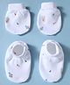 Simply Interlock Knit Space Theme Printed Mittens & Booties Set - White