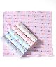 Simply Interlock Knit Polka Dots & Tropical Theme Printed Hand & Face Towels Pack Of 6 L 25 x B 25 cm - Grey ,Pink & Light Blue