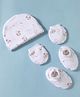 Simply Interlock Knit Animal Printed Cap Mittens & Booties Set White - Diameter 16 cm