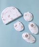Simply Interlock Knit Bear Printed Cap Mittens & Booties Set White - Diameter 16 cm