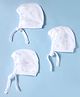 Simply Interlock Knit Bunny & Floral Printed Baby Caps With Knot Pack Of 3 White - Diameter 14 cm