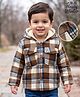 Babyhug Woven Full Sleeves Checked Hoodies - Brown
