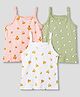 Babyhug 100% Cotton Single Jersey Knit Sleeveless Floral & Lemon Printed Slips Pack of 3 - White Pink & Green