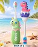 Ortis Kids Toothbrush with Soft Silicone Head -  (Pack of 2) Green & Pink