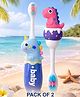 Ortis Kids Toothbrush with Soft Silicone Head -  (Pack of 2) Blue & Pink