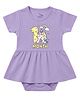 Zeezeezoo 100% Cotton Knit Half Sleeves 1 Month Text & Unicorn Printed Frock Style Onesie - Lavender
