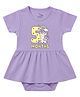 Zeezeezoo 100% Cotton Knit Half Sleeves 5 Months Text & Unicorn Printed Frock Style Onesie - Lavender