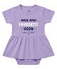 Zeezeezoo 100% Cotton Knit Half Sleeves Main Apni Favourite Hoon Text Printed Frock Style Onesie - Lavender