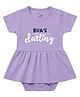 Zeezeezoo 100% Cotton Knit Half Sleeves Buas Darling Text Printed Frock Style Onesie - Lavender