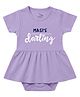 Zeezeezoo 100% Cotton Knit Half Sleeves Masis Darling Text Printed Frock Style Onesie - Lavender