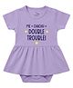 Zeezeezoo 100% Cotton Knit Half Sleeves Me Chachu Double Trouble Text Printed Frock Style Onesie - Lavender