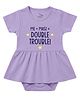 Zeezeezoo 100% Cotton Knit Half Sleeves Me Masi Double Trouble Text Printed Frock Style Onesie - Lavender