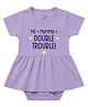 Zeezeezoo 100% Cotton Knit Half Sleeves Me Mumma Double Trouble Text Printed Frock Style Onesie - Lavender