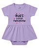 Zeezeezoo 100% Cotton Knit Half Sleeves Buas Little Fashionista Text Printed Frock Style Onesie - Lavender