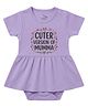Zeezeezoo 100% Cotton Knit Half Sleeves Cuter Version Of Mumma Text Printed Frock Style Onesie - Lavender