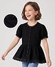Arias Cotton Woven Peplum Top with Half Sleeves and Pintucks in Black for 2-3 Years