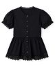 Arias Cotton Woven Peplum Top with Half Sleeves and Pintucks in Black for 3-4 Years