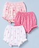 Babyhug 100% Cotton Single Jersey Knit Bloomer With Polka Dot & Floral Print Pack of 3 - Light Pink, Pink & White