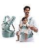 Kids Station Ergo Baby Carrier with 4 Carry Positions, Patented Design, 100% Cotton, Specially Designed for Indian Environment, Adjustable New-Born to Toddler Carrier, Max Weight Up to 15 Kgs (Green)