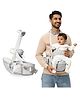 Kids Station Baby Carrier with 4 Carry Positions, Patented Design, 100% Cotton, Designed for Indian Environment, Adjustable New-Born to Toddler Carrier, Max Weight Up to 15 Kgs (Grey, Happy Strap)
