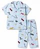 Teddy Sinker Knit Half Sleeves Shirt & Pyjama Co-ords Night Suit With Text Print - Blue