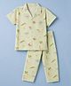 Teddy Sinker Knit Half Sleeves Shirt & Pyjama Night Suit with Animals Print - Light Green