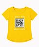 HRIT Cotton Knit Half Sleeves Scan For Good Vibes Text Printed Top - Yellow